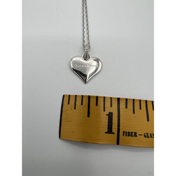 Sterling Silver 925 Shiny Heart Necklace 16” Chain Boxed Gift Engraved - Picture 7 of 9